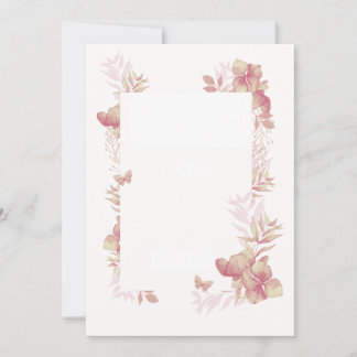 Blank Card - rosa Farbtöne, Blumen- und Schmetterl Einladung