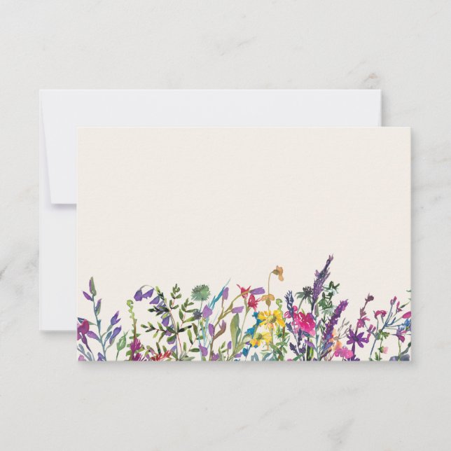 Blank Card Watercolor Floral RSVP Karte (Vorderseite)