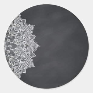 Blank Chalkboard Mandala Lotus Blume Swirl Runder Aufkleber