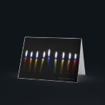 Blank Customizable Chanukah Grußkarte 2 Feiertagskarte<br><div class="desc">Lit Chanukah Kerzen auf schwarzem Hintergrund. Anpassen,  um Ihren eigenen Gruß hinzuzufügen.</div>