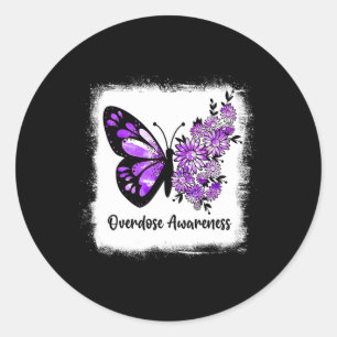 Blank Daisy Butterfly Lila Ribbon Überdosis Aw Runder Aufkleber