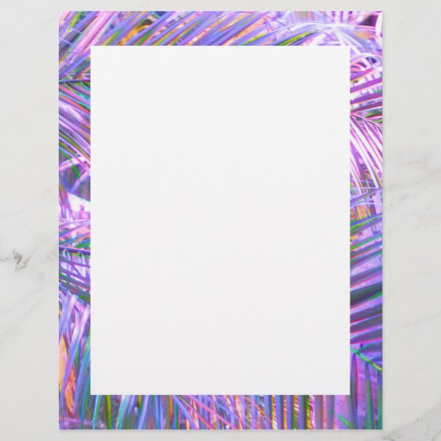 Blank Disco Palm Leaf Border Letterhead Briefbogen (Vorderseite)