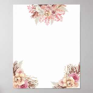 Blank DIY Modern Boho Dusty Rose Floral Poster