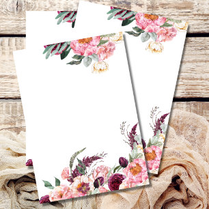 Blank Einladung Blush Pink Burgundy Peony Rose