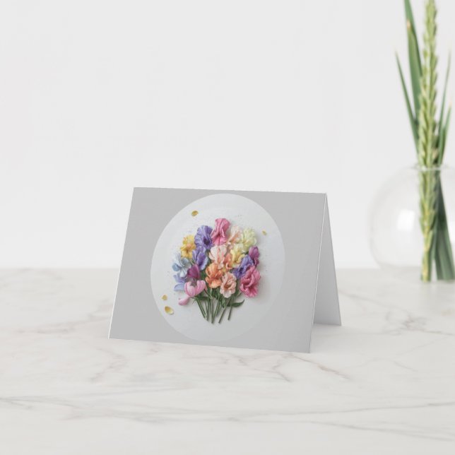 Blank Elegant Floral Note Card Platterbsen Dankeskarte (Vorderseite)