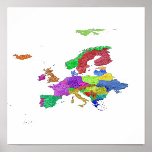 Blank Europe Countries map poster