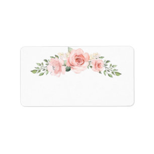 Blank Floral blassrosa Rosen Adressaufkleber