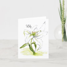 Blank Folded notecard floral watercolor Lilly