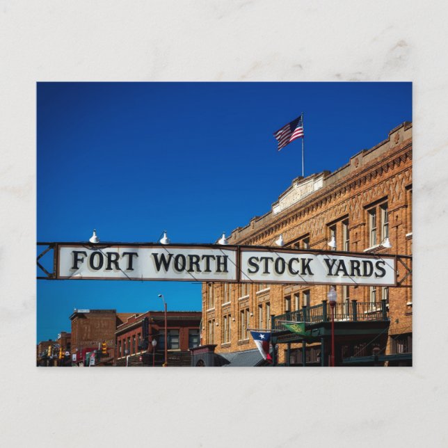 Blank Fort Worth Stockyards Texas Historic Cowtown Postkarte (Vorderseite)