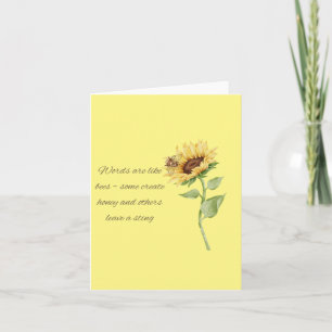 Blank gelbe Karte für Bienen und Sonnenblumen   Le