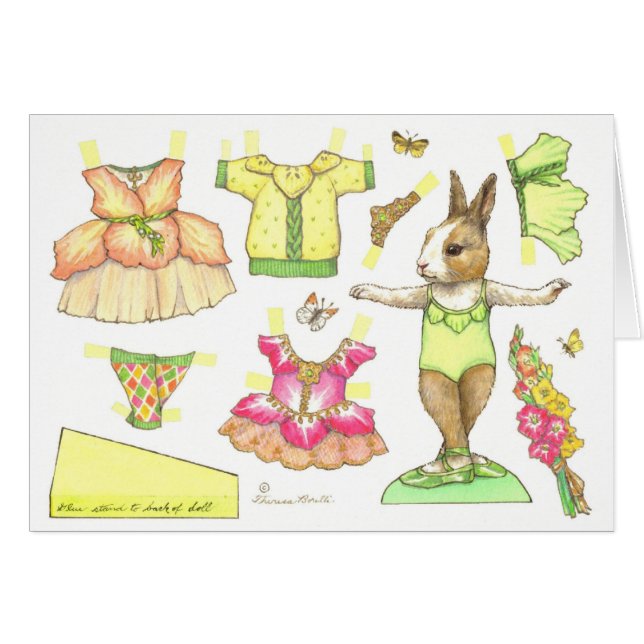 Blank Gladiolís Ballerina Bunny Paper Doll Card (Vorderseite (Horizontal))