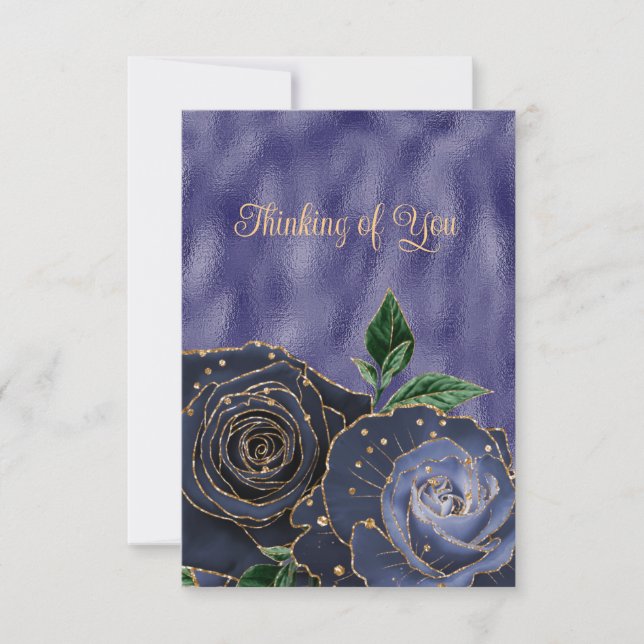 Blank Glamour Gold Navy Rose Denken Sie an Sie Ankündigung (Vorderseite)