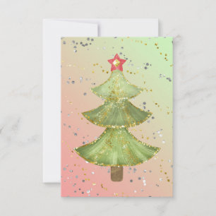 Blank Gold Green Sparkle Modern Christmas Tree A Ankündigung