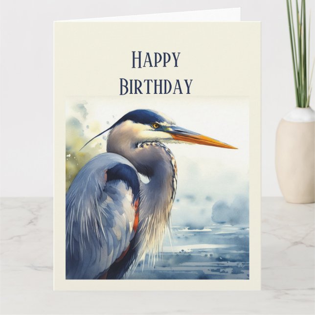 Blank Great Blue Heron Wildlife Bird Art Nature Karte (Vorderseite)