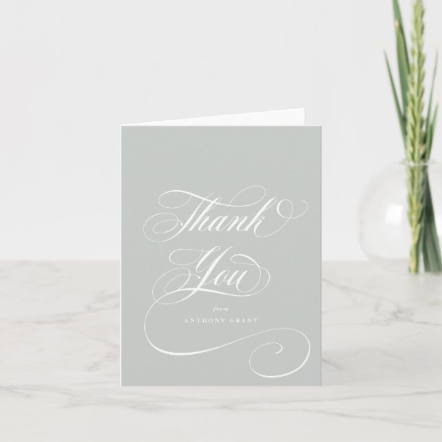 Blank Grey Green Elegant Script Abschluss Dankeskarte (Vorderseite)