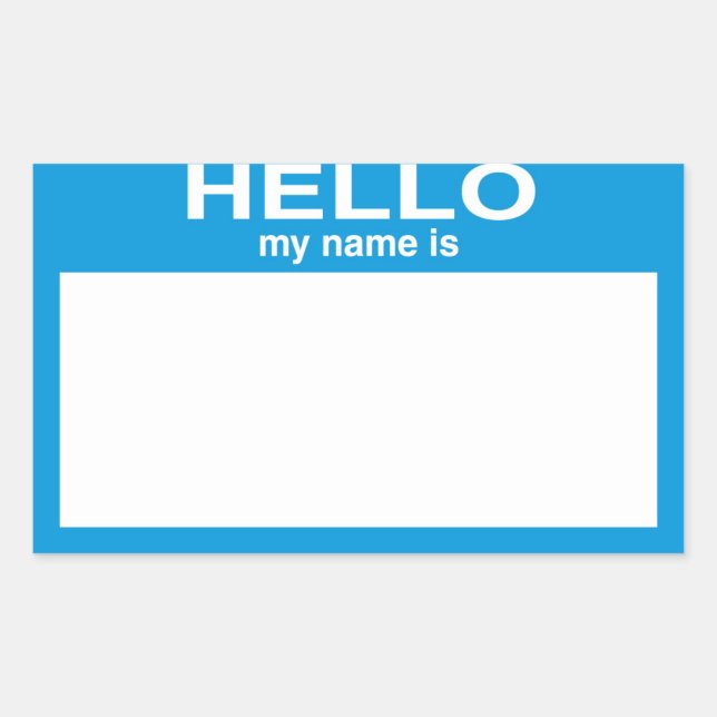 Blank Hallo mein Name ist ... Personalisierbar Rechteckiger Aufkleber (Vorderseite)