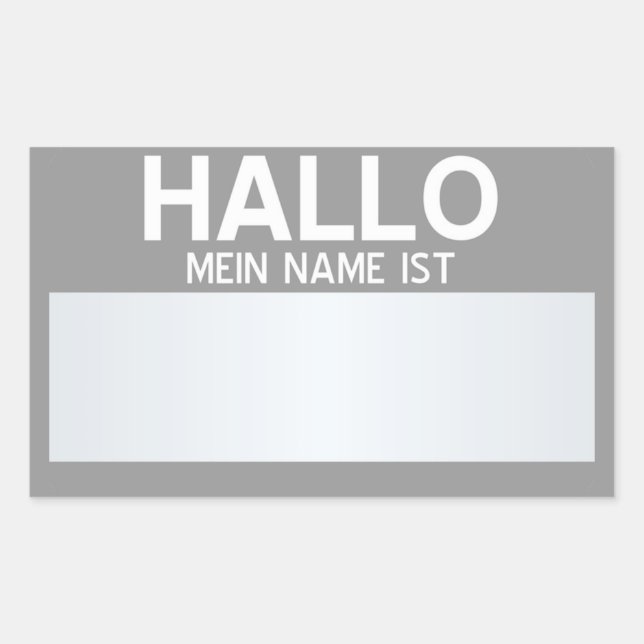 Blank Hallo mein Name ist ... Personalisierbar Rechteckiger Aufkleber (Vorderseite)