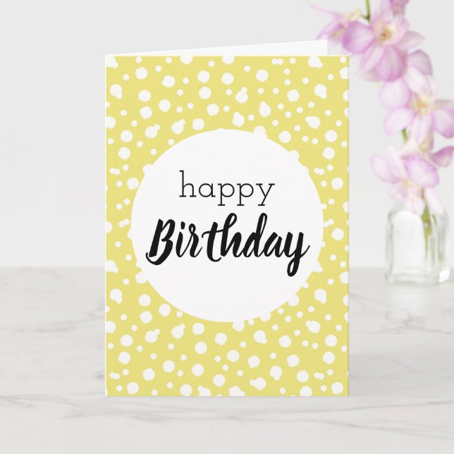 Blank Happy Birthday Yellow Polka Dots Card Karte (Orchidee)