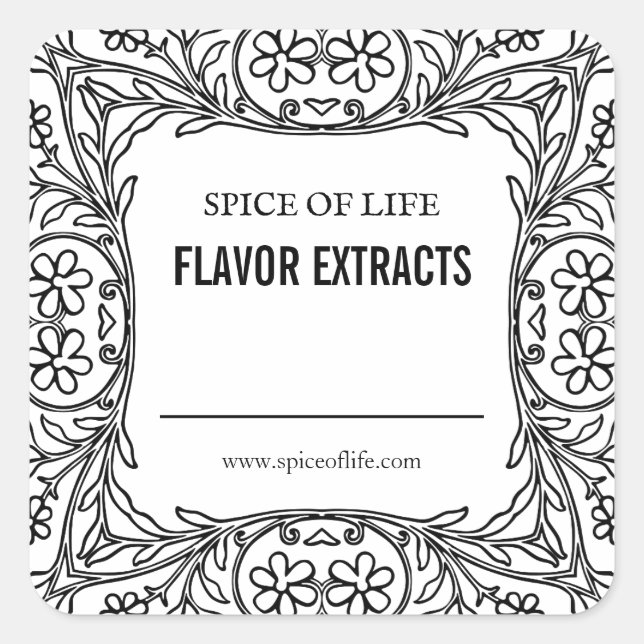 Blank hausgemachte Geschmacksstoffe Extract Labels Quadratischer Aufkleber (Vorderseite)