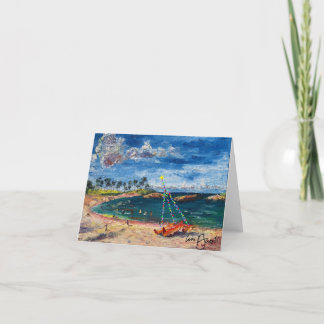 Blank Hawaiian Aloha Canoe mit Weihnachtsbeleuchtu Dankeskarte
