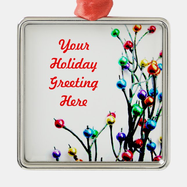 Blank Holiday Gruß Ornament Aus Metall (Vorne)