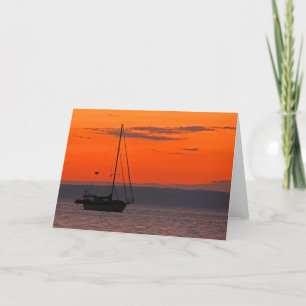 Blank Inside Sailboat Sunset Orange Sky Gruß Karte
