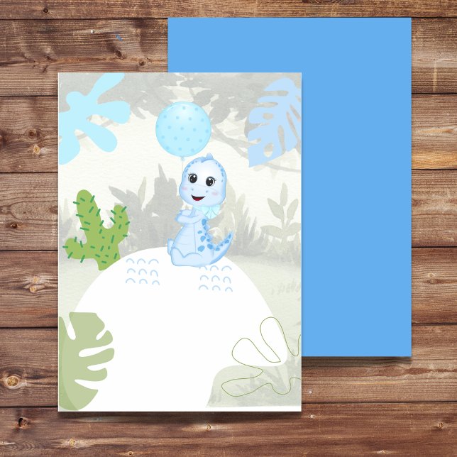 Blank Invitation DIY Niedlich Blue Dinosaurier Bal Einladung (Von Creator hochgeladen)