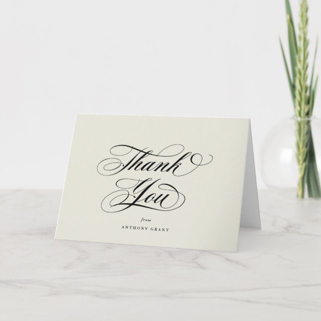 Blank Ivory Elegant Script Abschluss Dankeskarte (Vorderseite)