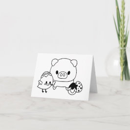 BLANK-Karte für niedliches Schwein und Küken (Hühn Karte
