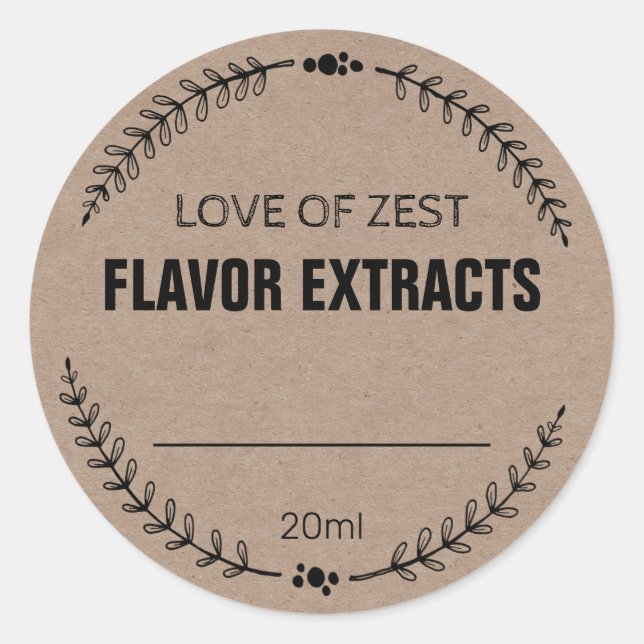 Blank Kraft hausgemachte Aroma Extract Labels Runder Aufkleber (Vorderseite)