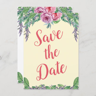 Blank Lila Floral Watercolor Save the Date Alt Einladung