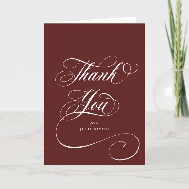 Blank Maroon Elegant Script Abschluss Dankeskarte (Vorderseite)