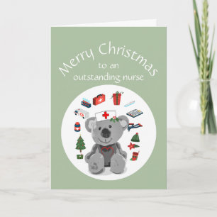 Blank Merry Christmas Nurse Niedlich Teddy Bear Karte