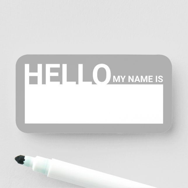 Blank Modern Hallo, mein Name ist grau Namensschild (Beispiel)