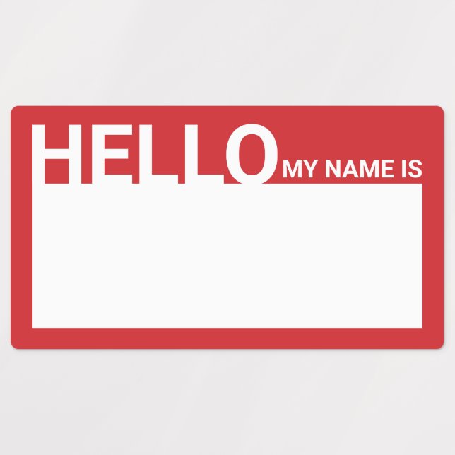 Blank Modern Hello, mein Name ist Red Labels Etiketten (Design 1)