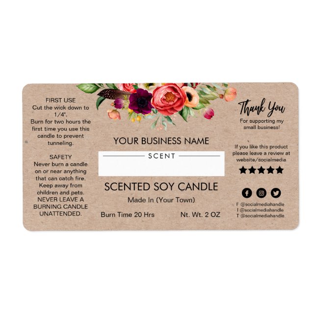 Blank Modern Soy Candle Labels (Vorne)