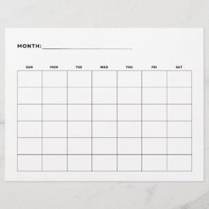 Blank Monthly Kalender Landscape 6 Wochen 8.5 x 11 Flyer