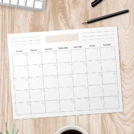 Blank Monthly Kalender Planer Notizblock