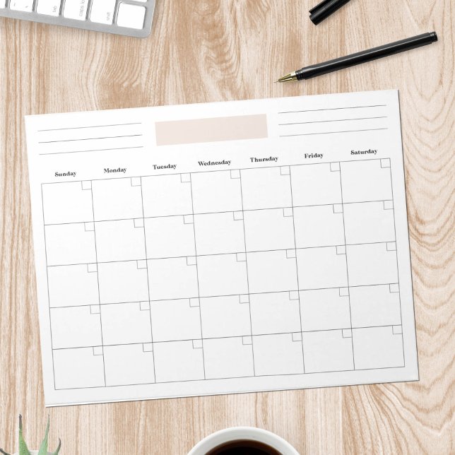 Blank Monthly Kalender Planer Notizblock (blank, minimalist monthly planner notepad)