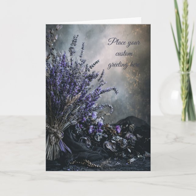 Blank Moody, Elegant Lavender Floral Editable Karte (Vorderseite)