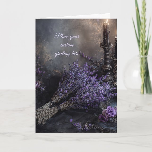 Blank Moody, Elegant Lavender Floral Editable Karte (Vorderseite)