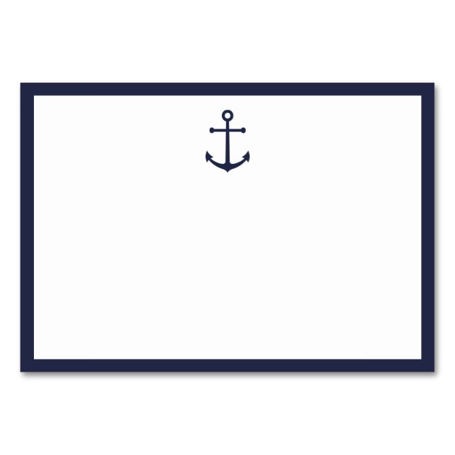 Blank Nautical Navy Blue Anchor Hochzeitwünsche Tischnummer (Vorderseite)
