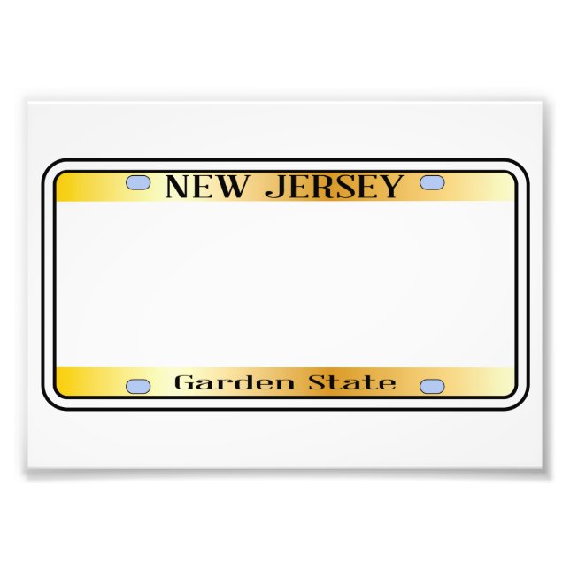 Blank New Jersey Staat License Plate Fotodruck (Vorne)