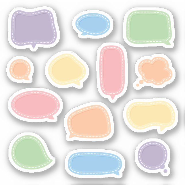 Blank Niedlich Pastel Speech Blubble Labels (Vorderseite)