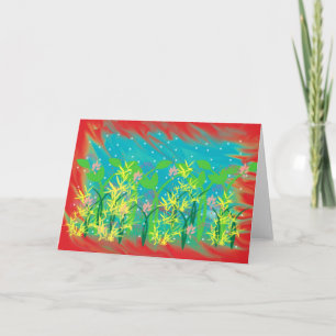 Blank Note Card, Fantasy Flower Garden Karte