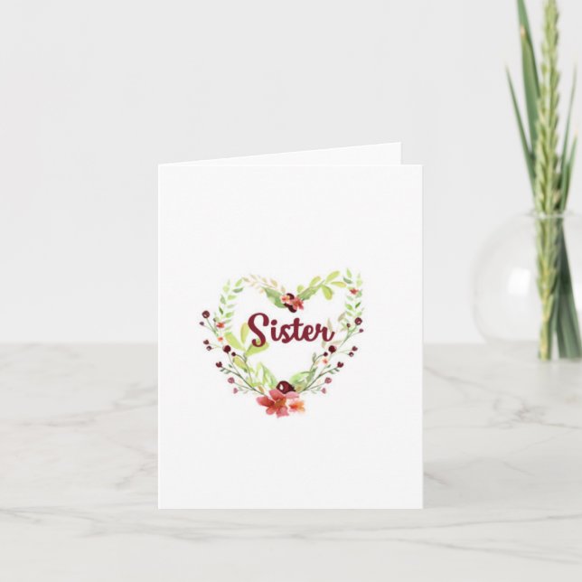 Blank Notecard für Schwester mit Blume Herz Karte (Vorderseite)