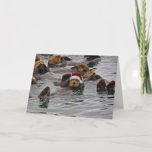 Blank Otter Santa Karte (Vorderseite)