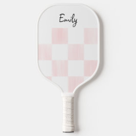 Blank Pink and White Checkerboard Personalized Pickleball Schläger