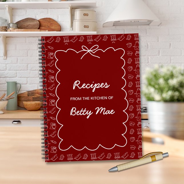 Blank Red Cookbook Write Your Own Favorite Recipe  Notizbuch (Big Blank Spiral Recipe Notebook Cookbook To Write Your Own Recipes Red Cooking Utensils Pattern)