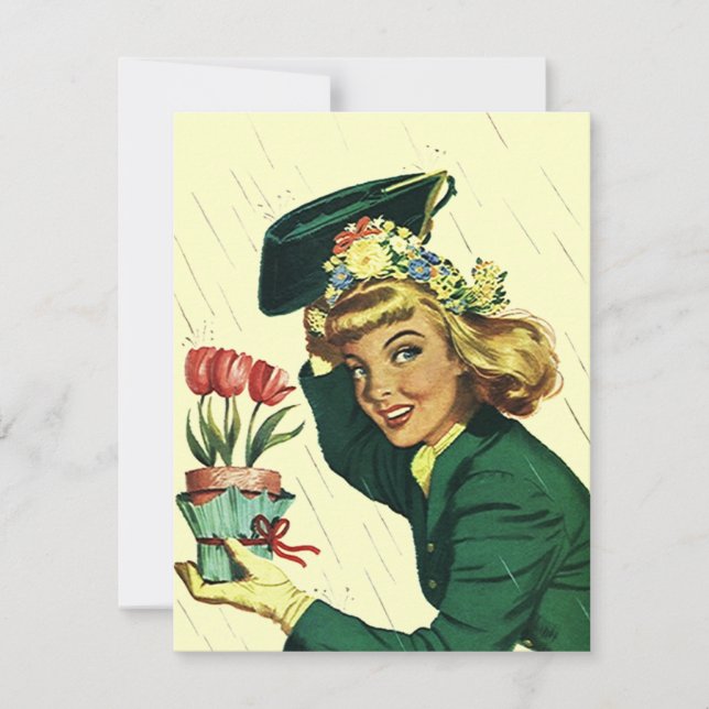 Blank Retro Dusche Party Baby oder Bridal Einladun Einladung (Vorderseite)